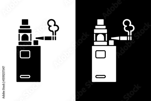 Minimalist Vape Silhouette Vector E-Cigarette Icon in B/W.