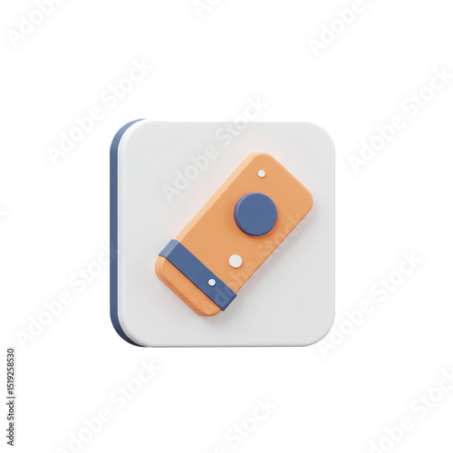 Minimalist 3D render showcasing a stylish modern remote control with sleek design elements