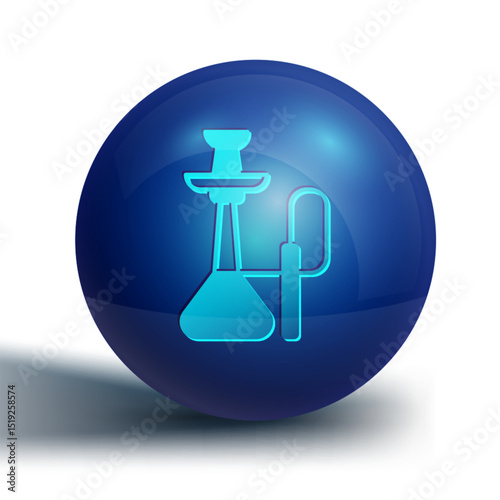 Blue Hookah icon isolated on white background. Blue circle button. Vector