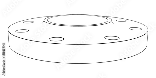 Car wheel spacer technical drawing CAD stylized industrial component