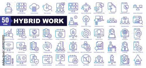 Hybrid Work Gradient Icon Set