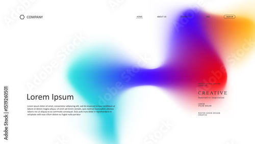 Abstract wave futuristic design of landing page. retro gradient mesh website design	