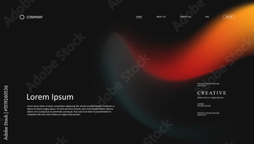 Abstract wave futuristic design of landing page. retro gradient mesh website design	