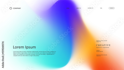 Abstract wave futuristic design of landing page. retro gradient mesh website design	
