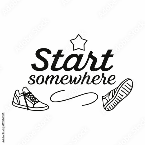 Start Somewhere Motivational Fitness Design, Generated AI Art