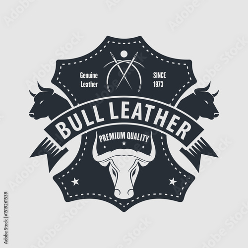 Leather craft, Bull leather logo design. Vector illustration