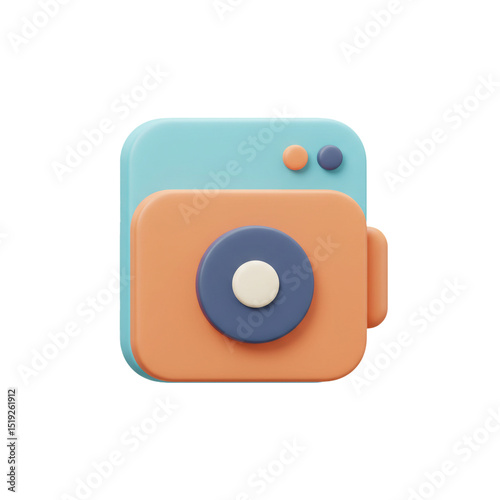 3D Rendered Cartoon Camera Icon: Perfect for Photography, Social Media, and Design