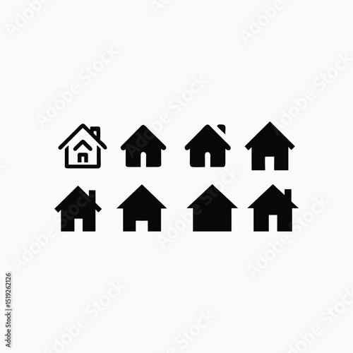 Houses icons set fully editable vector template