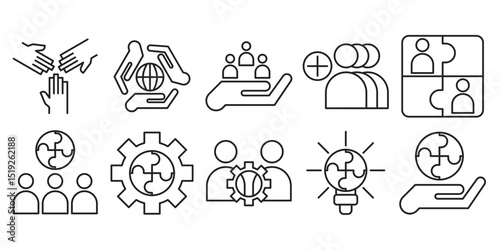 Cooperative Line Icon Set