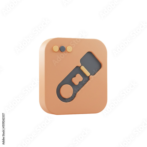 3D rendered illustration of an interface for website tools in a modern style with a bottle opener
