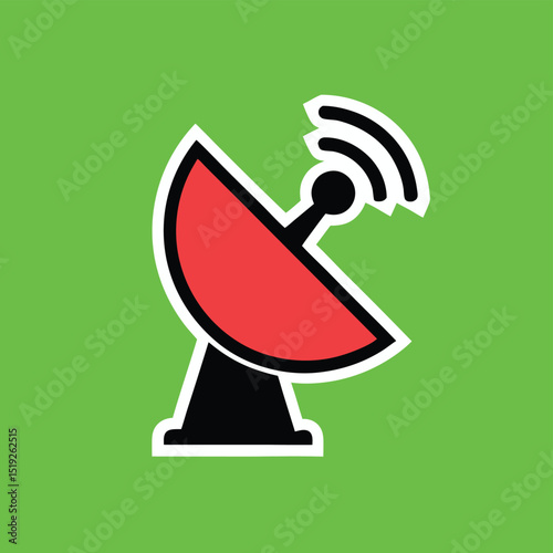 Stylized satellite dish icon illustration suitable for digital communication and technology concepts