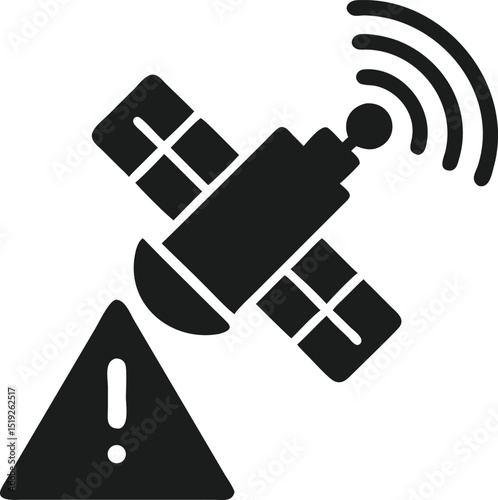 Silhouette design of a satellite dish with a warning signal for space communication