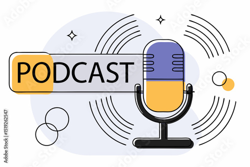 Podcast microphone illustration design