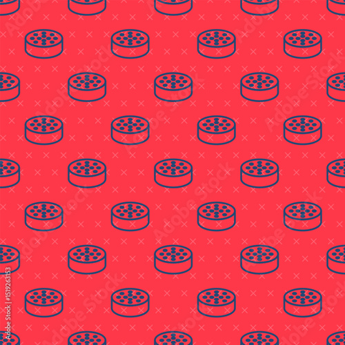 Blue line Water sensor icon isolated seamless pattern on red background. Vector