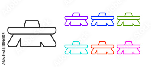 Black line Brush for cleaning icon isolated on white background. Cleaning service concept. Set icons colorful. Vector