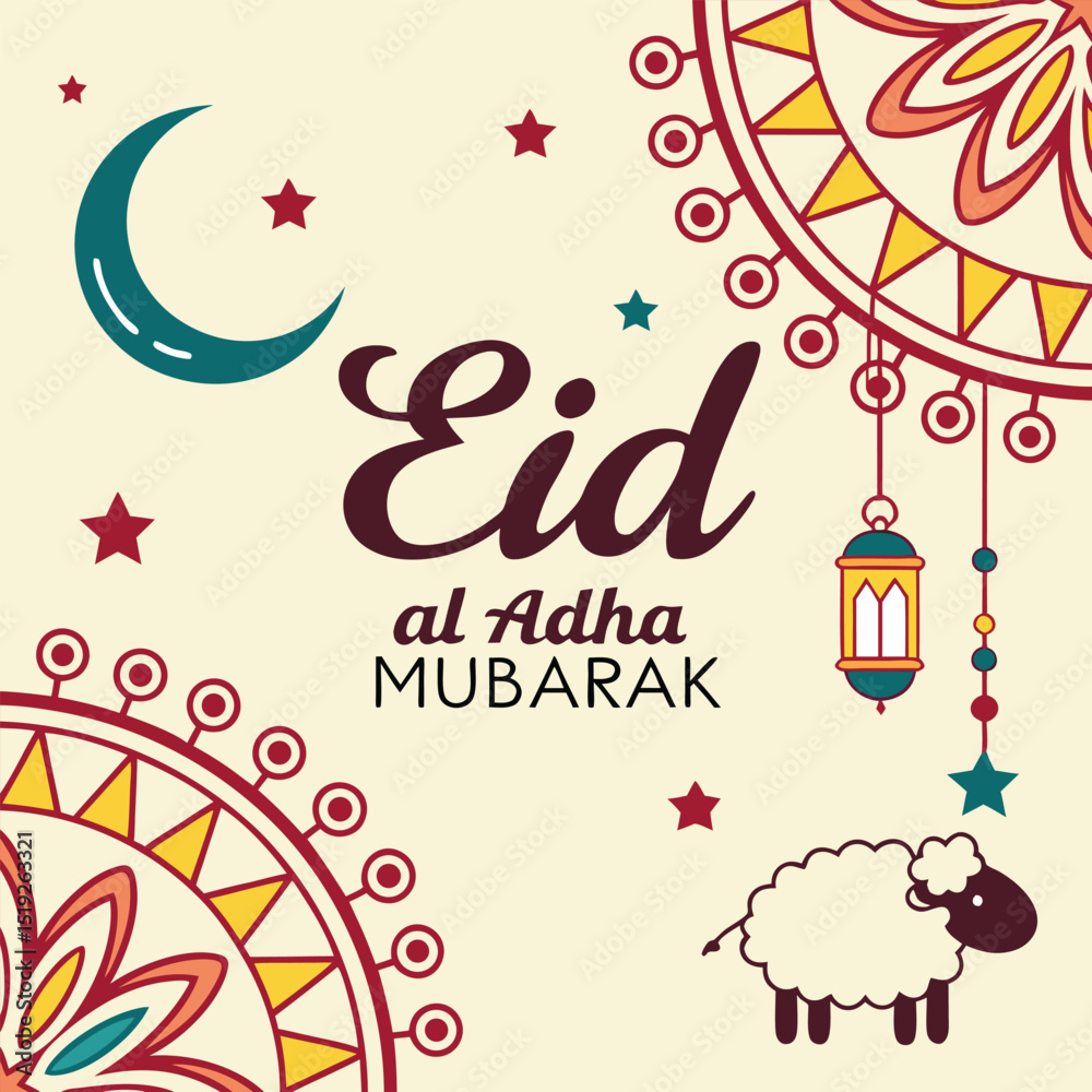 Fototapeta premium eid al adha mubarak islamic festival web banner te 