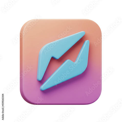 Modern 3D Illustration of a blue lightning bolt icon on a gradient square background
