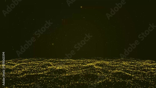 Technology background seamless looping exploding yellow particles innovation. Futuristic abstract digital design explosion burst dynamic motion movement energy particle artwork