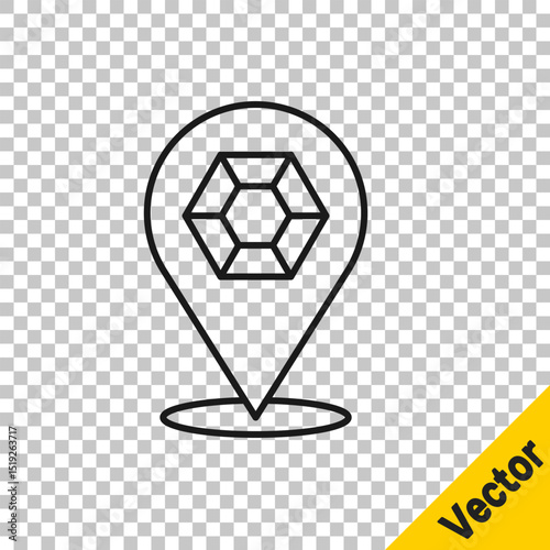 Black line Gem stone icon isolated on transparent background. Jewelry symbol. Diamond. Vector