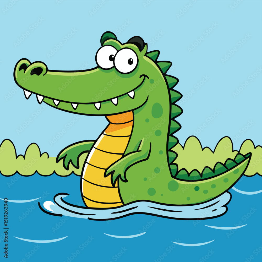 Fototapeta premium a-crocodile-is-in-the-water.eps