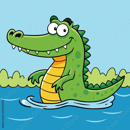 a-crocodile-is-in-the-water.eps