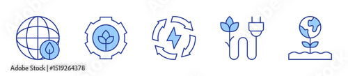 sustainability, planet earth, sustainable energy, sustainable, green energy. Sustainability Icon vector illustration. Line Duotone style. Editable stroke