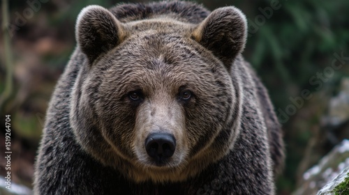 Wallpaper Mural Brown bear looking directly ahead, Portrait of wild bear in forest, Great for nature studies or animal identification guides Torontodigital.ca