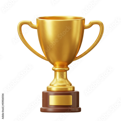 Golden Trophy Cup on a White Background: Symbol of Achievement and Success