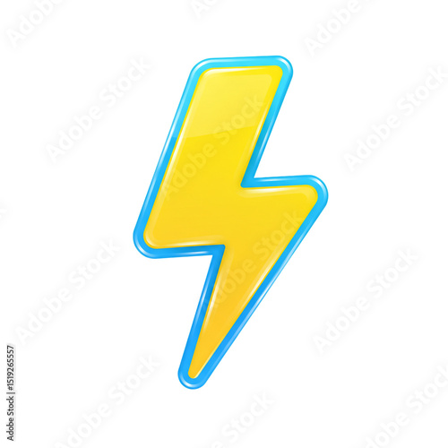 3D Rendered Yellow Lightning Bolt Icon Isolated on White Background for Energy and Power