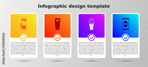 Set Beer tap, Bottle opener, Glass of beer and can. Business infographic template. Vector