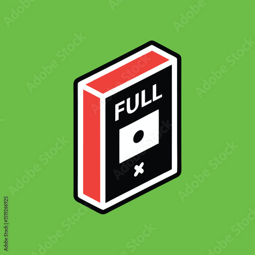Isometric "full" icon design with transparency for creative design projects.