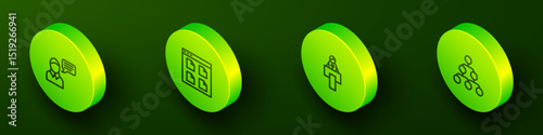 Set Isometric line Speech bubble chat, Browser files, Stage stand or tribune and Hierarchy organogram chart icon. Vector
