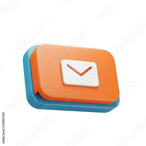 3d rendered email icon in an orange and blue style for communication and messaging