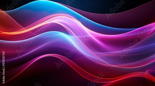 Colorful Abstract Waves of Light on a Dark Background