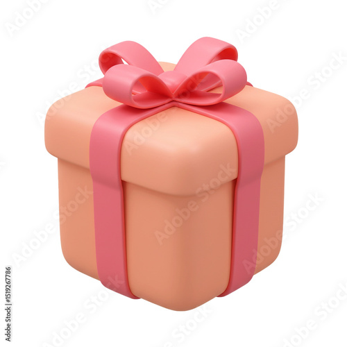 A visually appealing and charming 3D rendered present box with a lovely pink bow