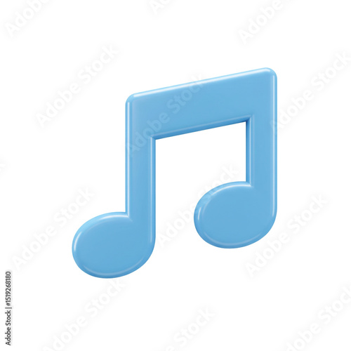 A 3D Rendered Blue Musical Note Icon Isolated on a White Background