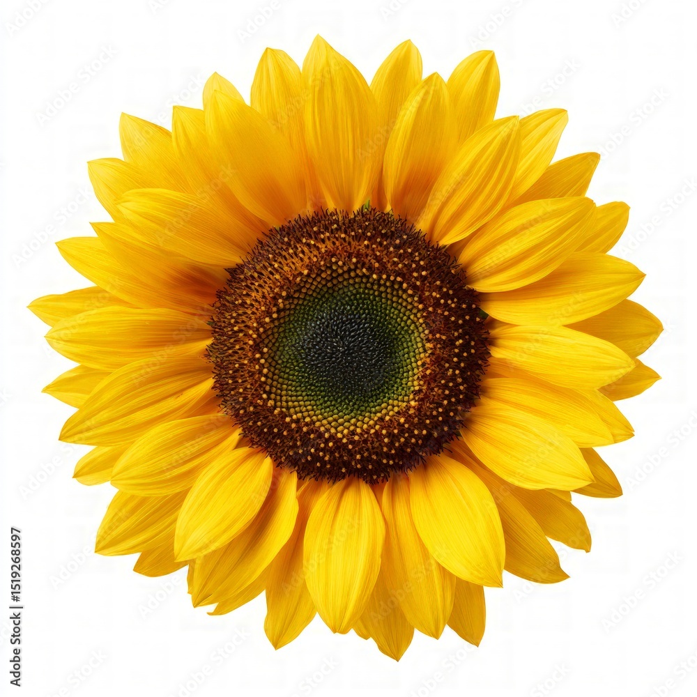 Fototapeta premium Closeup Of Bright Yellow Sunflower On White Background
