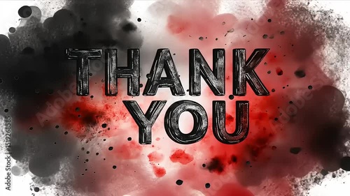 Thank You message with artistic splashes of red and black background