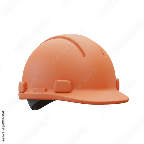3D Render of an Orange Construction Helmet, Isolated on a White Background for Safety