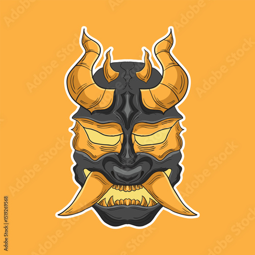 Oni Mask Illustration – Fierce Japanese Demon Art