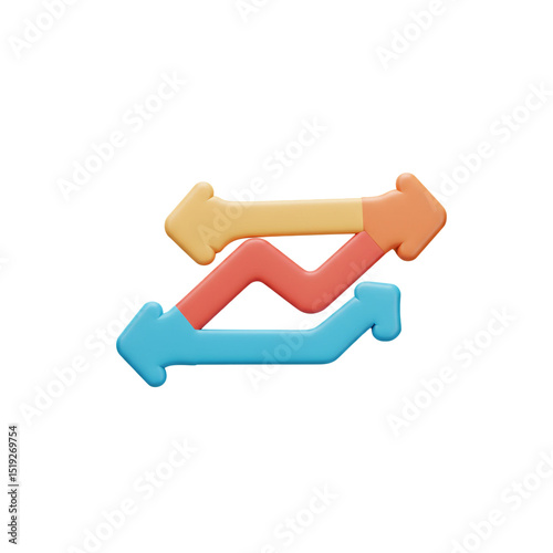 3d rendered illustration of colorful arrows, showcasing business growth, and data analysis