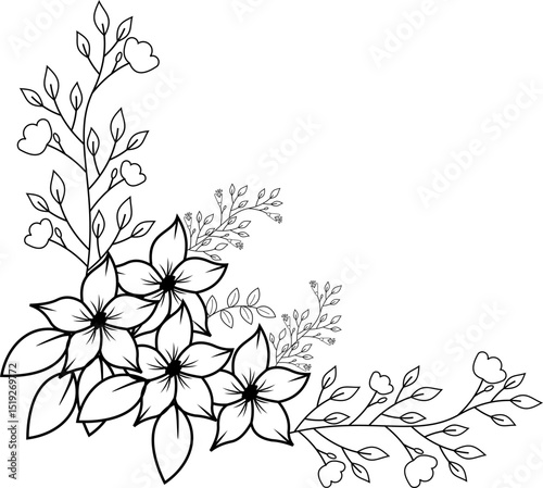 Wallpaper Mural Flower Line Style Corner Torontodigital.ca