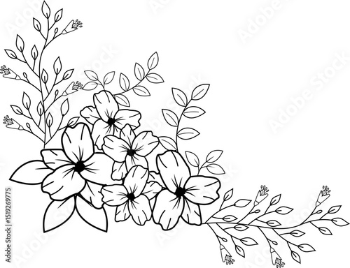 Wallpaper Mural Flower Line Style Corner Torontodigital.ca