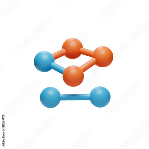 3D rendered molecular structure diagram with connections on a white background for science and chemistry