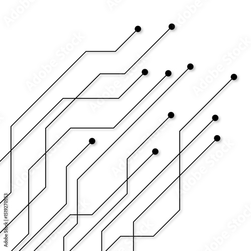 digital technology electronics circuit board elements on white 
