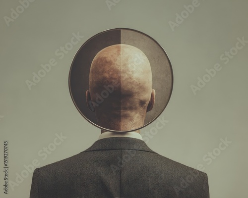 A man with a bald head wearing a hat and a suit
