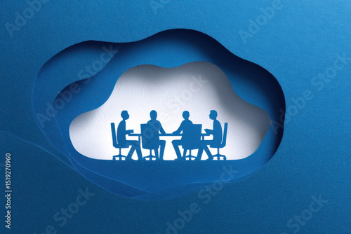 paper cut business meeting team collaboration concept