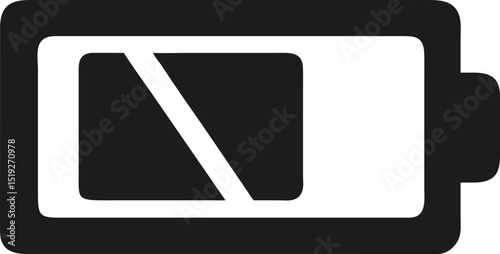 Minimalist battery icon depicting low power or critical charge level design