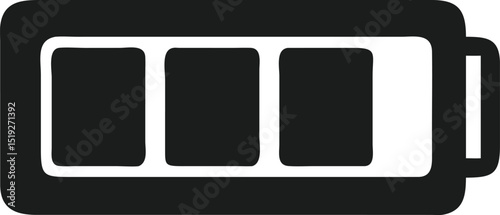 Minimalist empty battery icon in silhouette depicting low power alert