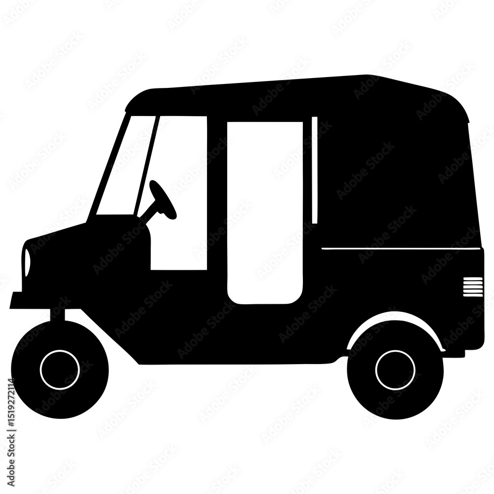 Fototapeta premium Black silhouette of a small passenger vehicle